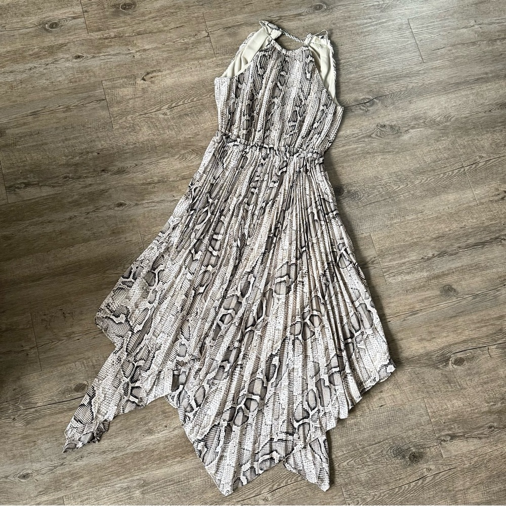 Michael Kors Asymmetrical Snake Print Dress - Black and Cream